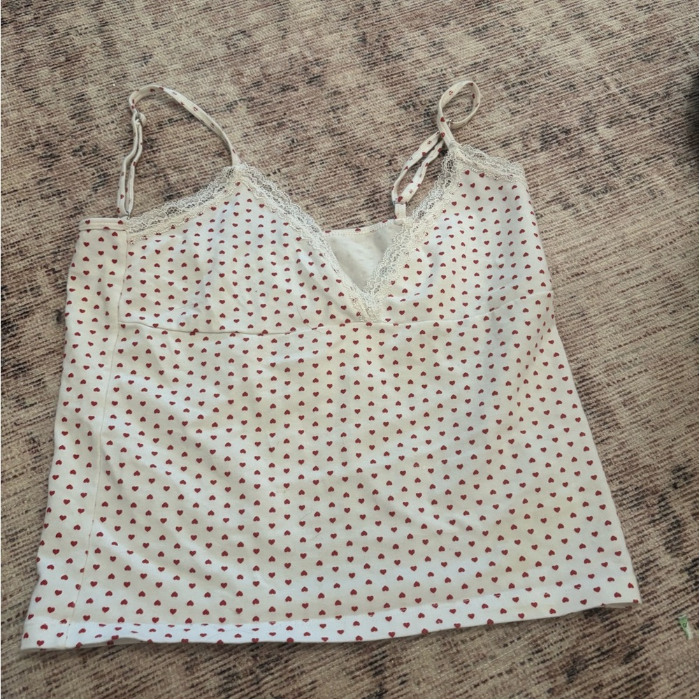 Brandy Melville Cream and Red Heart top